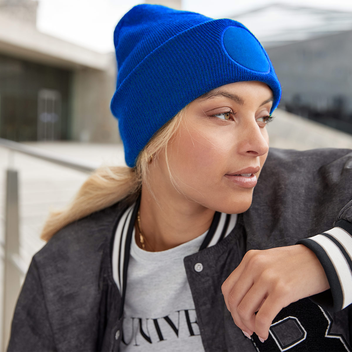 Circular Patch Beanie - B446