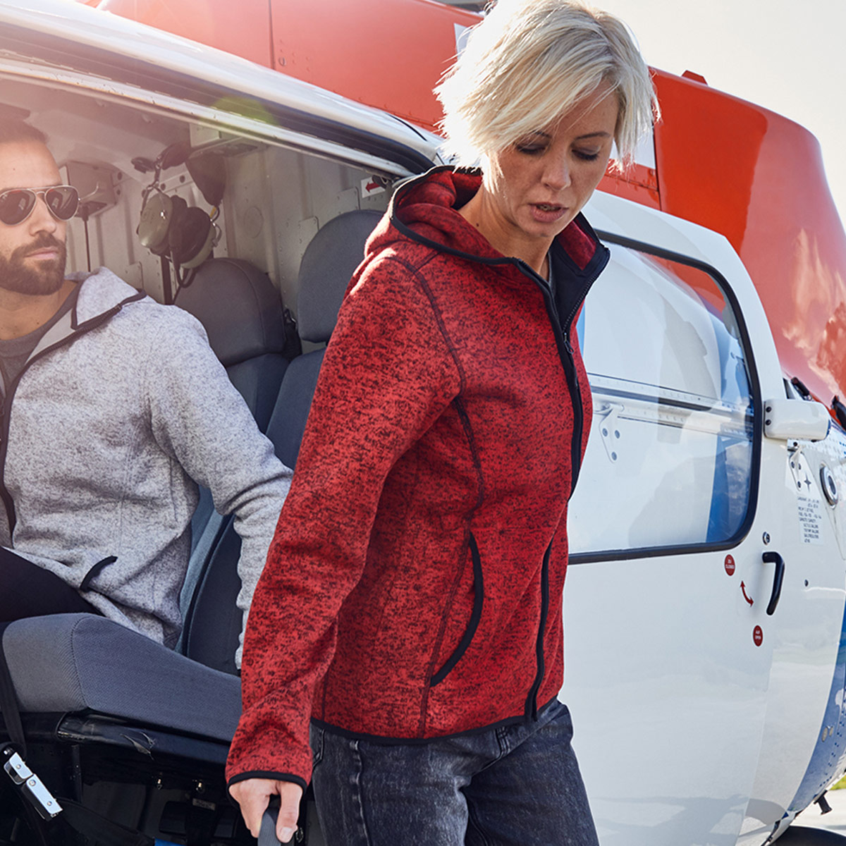 Ladies Knitted Fleece Hoody - JN588