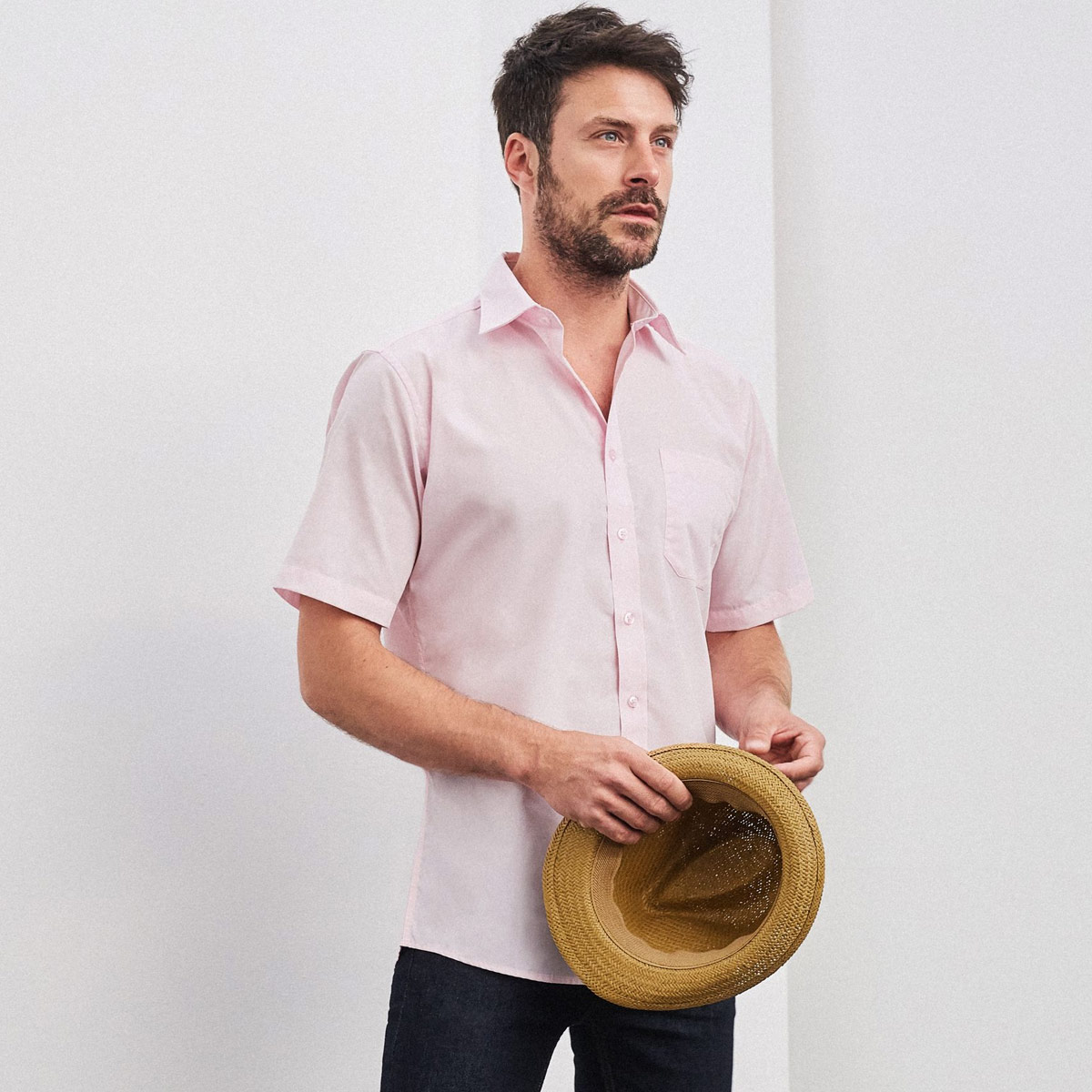 Mens Shirt Short Sleeve Poplin - JN680