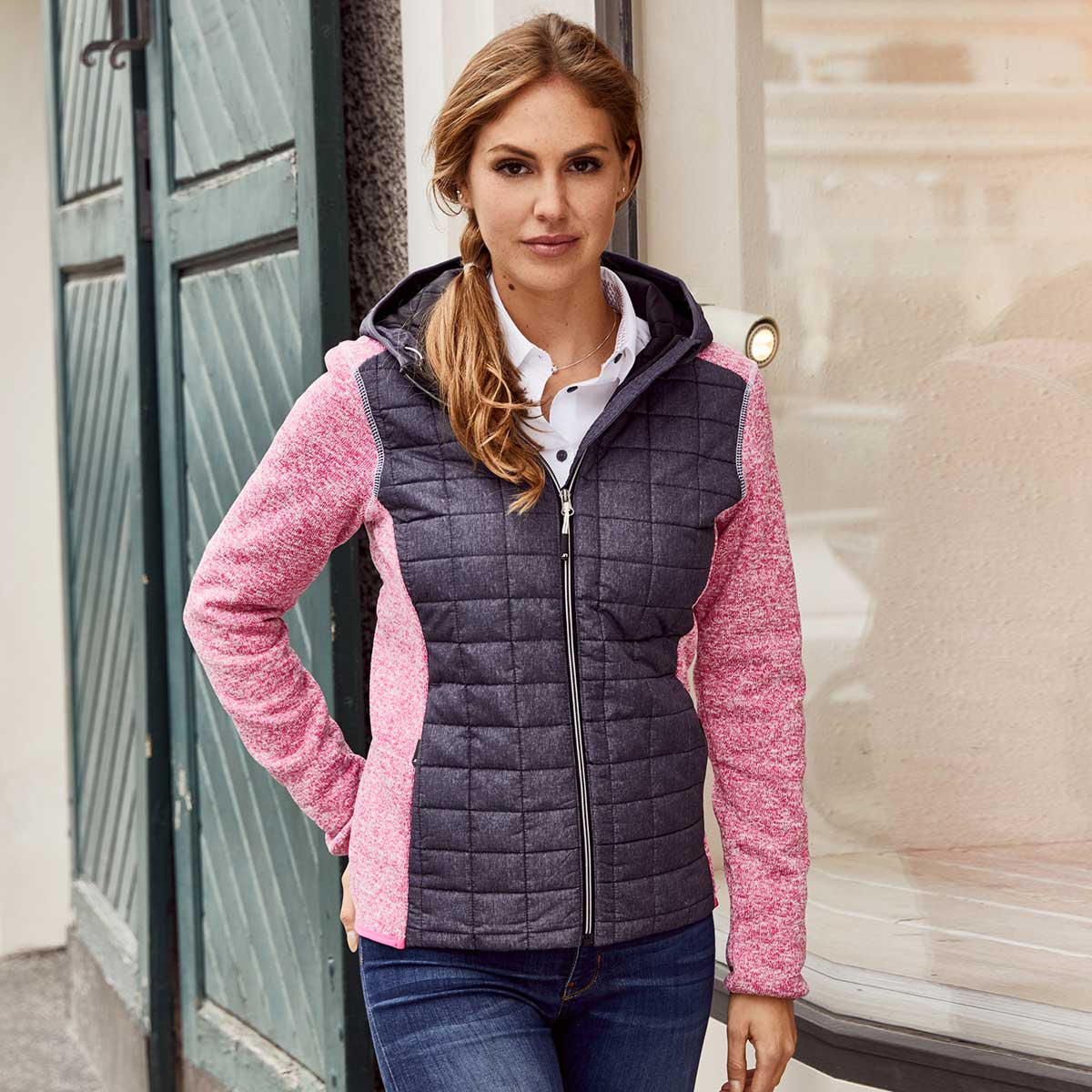 Ladies' Knitted Hybrid Jacket - JN771