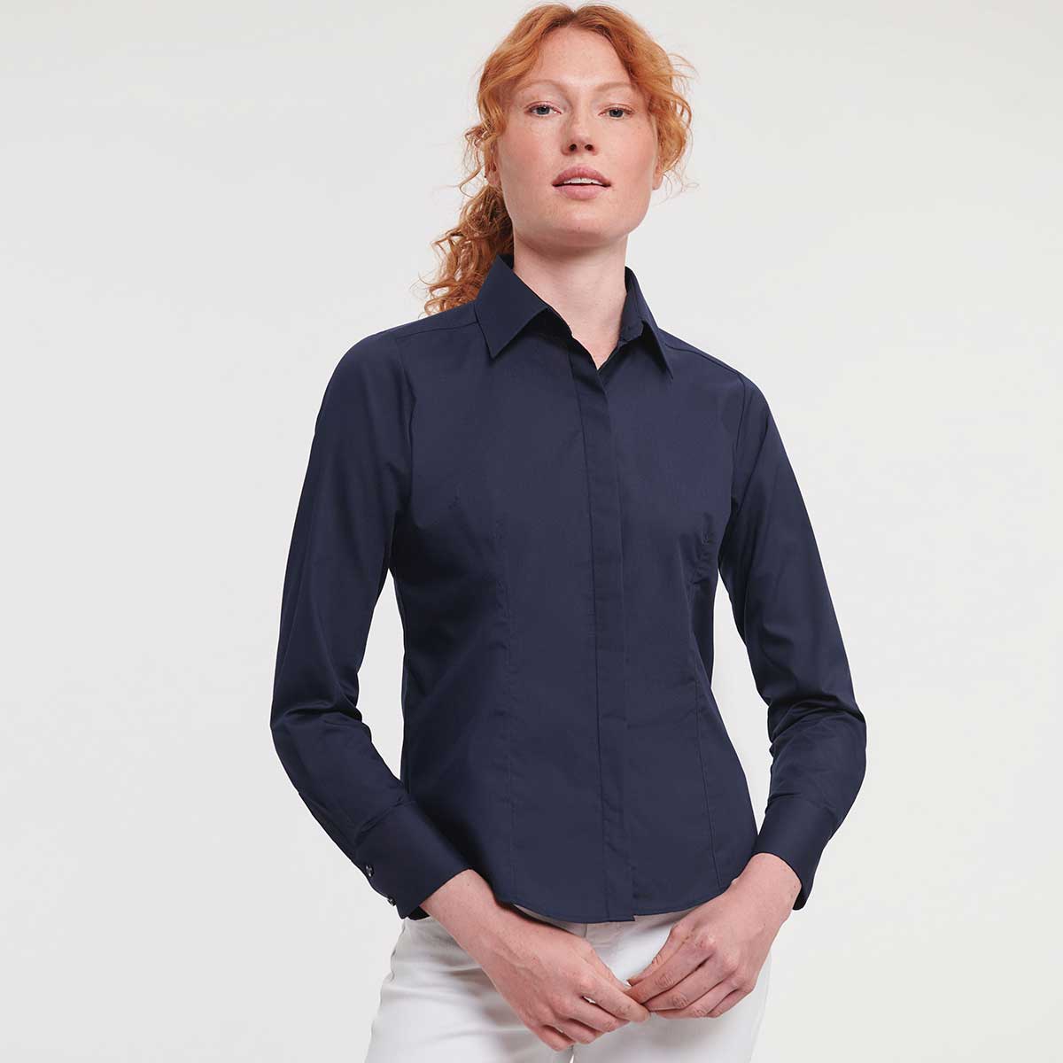 Ladies Long Sleeve Tailored Polycotton Poplin Shirt - R-924F-0