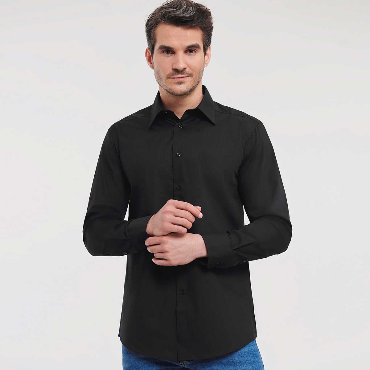 Men's Long Sleeve Tailored Polycotton Poplin Shirt - R-924M-0