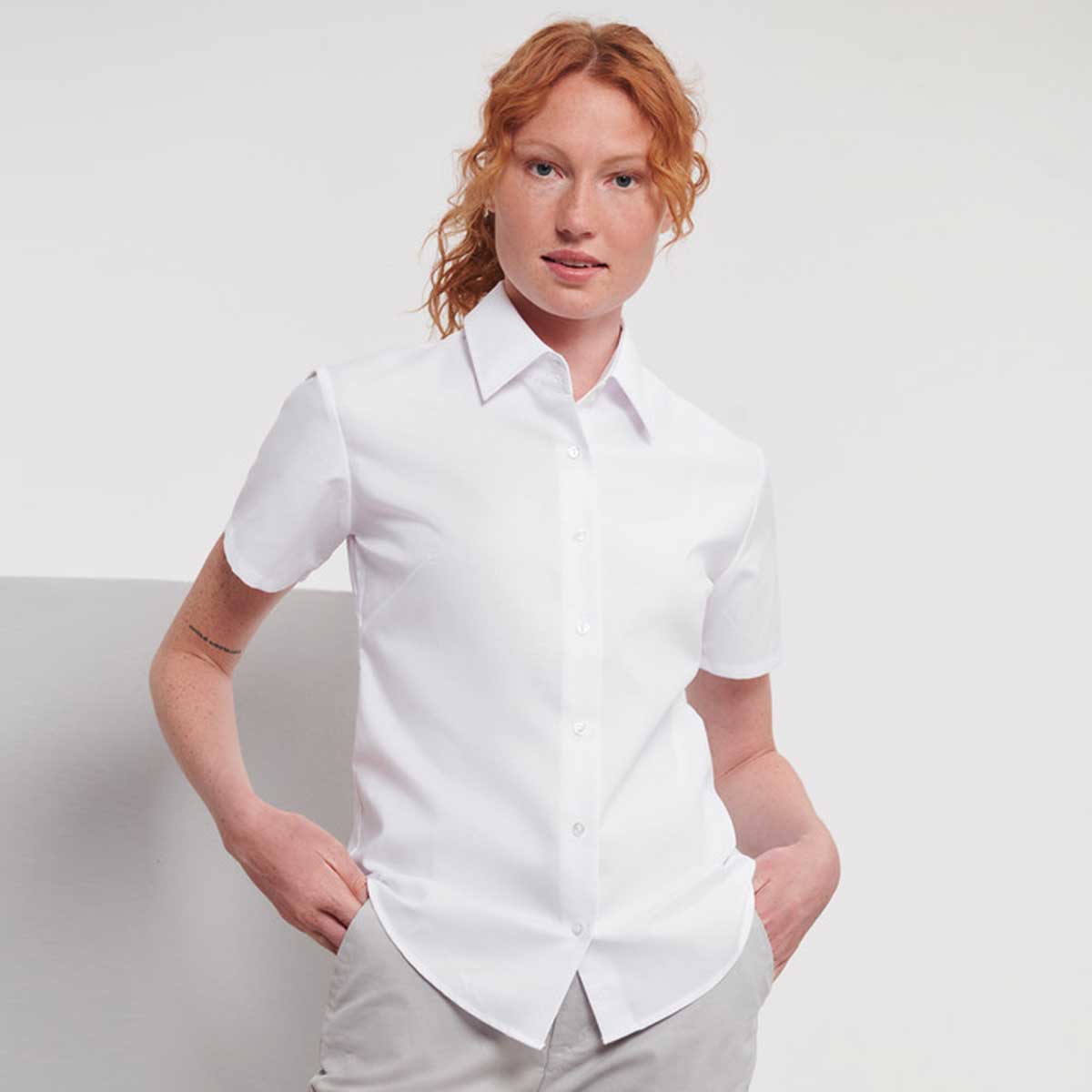 Ladies Short Sleeve Oxford Shirt - R-933F-0