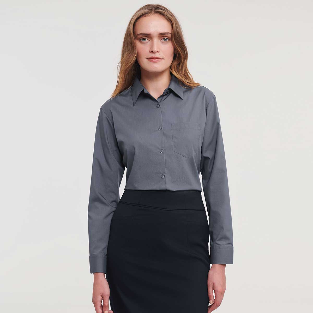 Ladies Long Sleeve Polycotton Poplin Shirt - R-934F-0