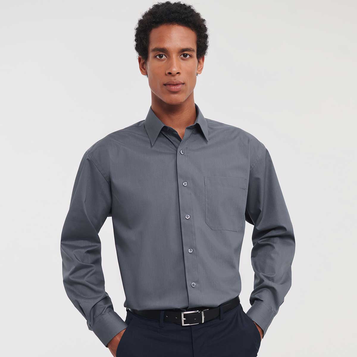 Men's Long Sleeve Polycotton Poplin Shirt - R-934M-0