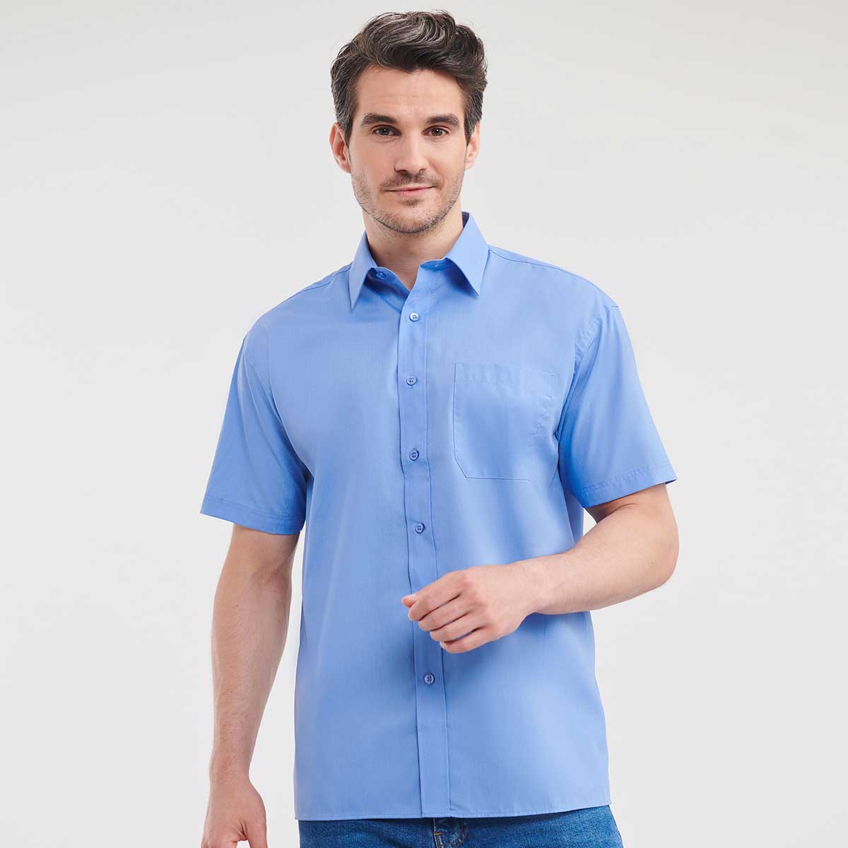 Men's Short Sleeve Polycotton Poplin Shirt - R-935M-0