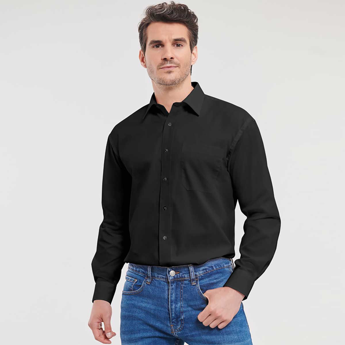 Men's Long Sleeve Polycotton Poplin Shirt - R-936M-0