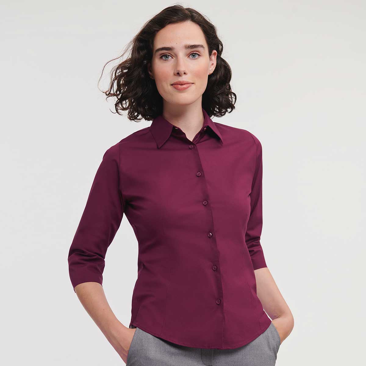 Ladies 3/4 Sleeve Fitted Stretch Shirt - R-946F-0
