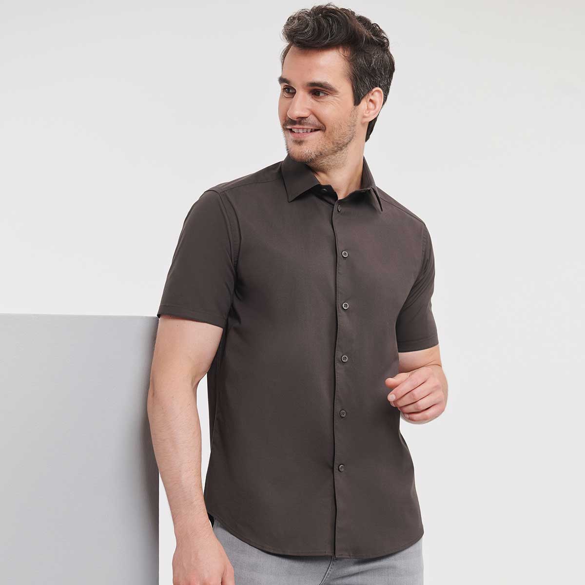 Men's Short Sleeve Fitted Stretch Shirt - R-947M-0