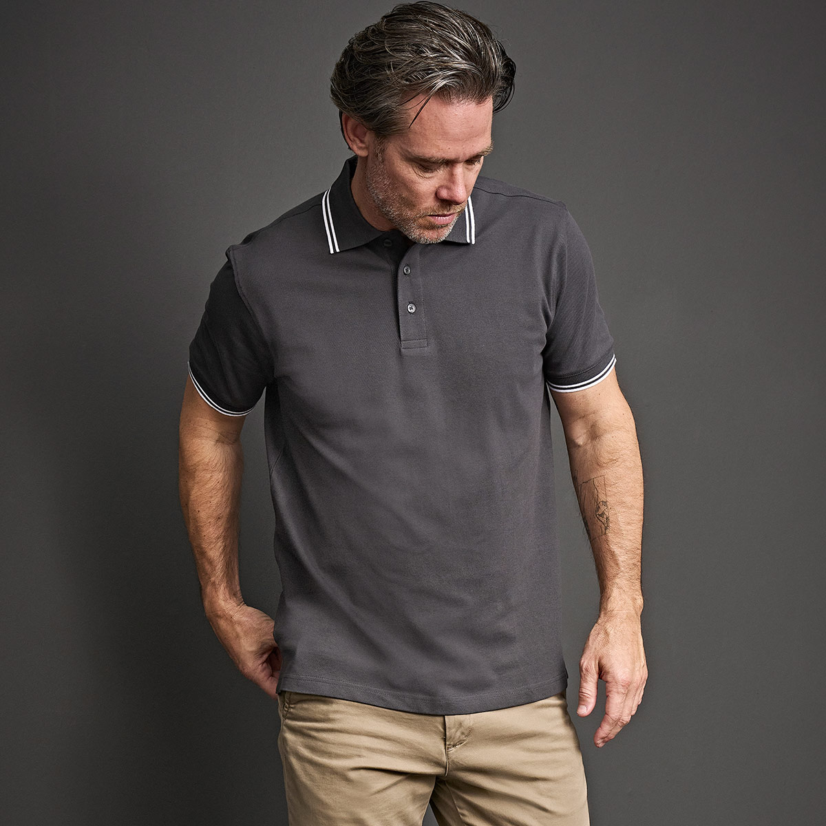 Luxury Stripe Stretch Polo - 1407